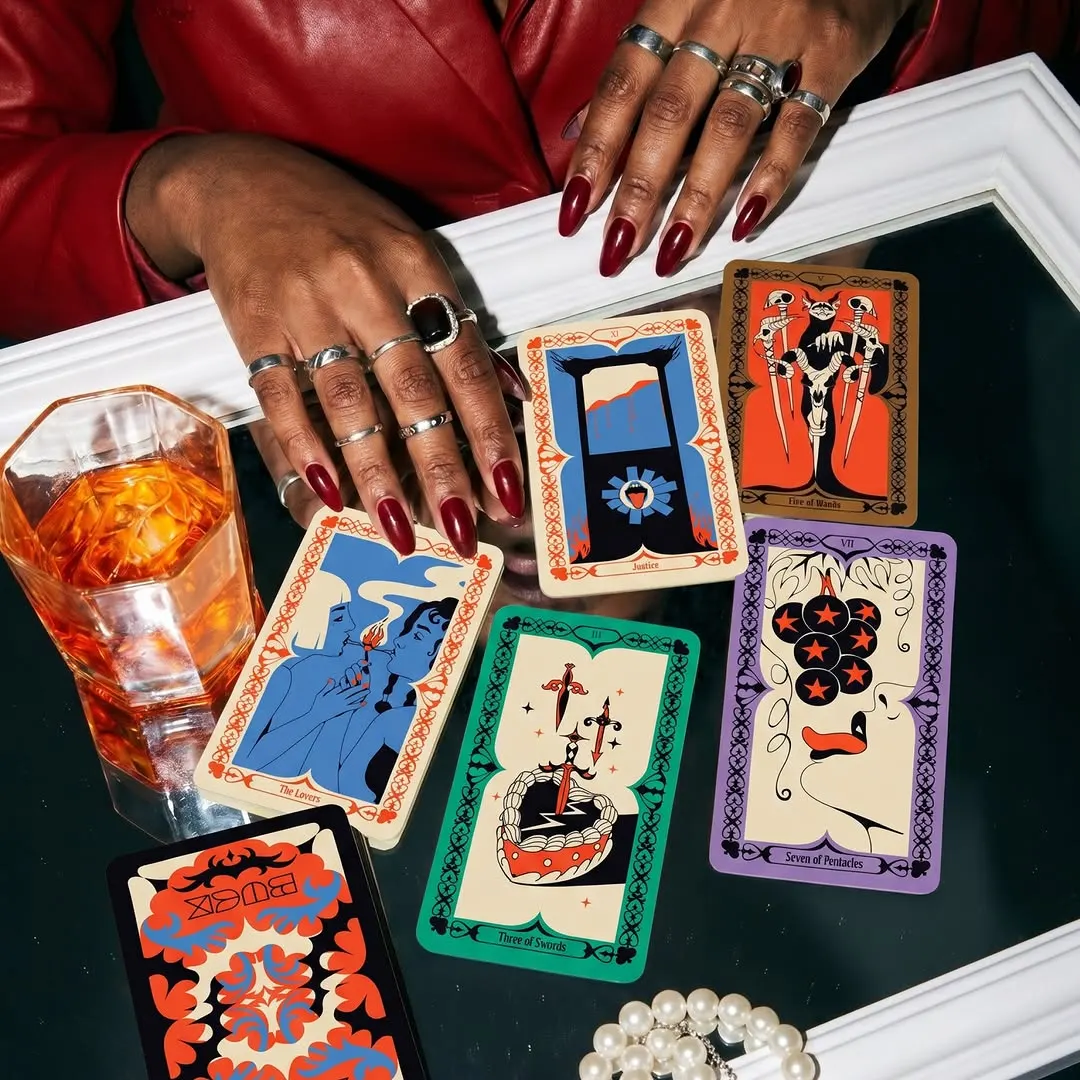 We asked our designers to create a capitalist’s inspired Tarot deck.. What came back was ~worth the draw~ The team crafted an elegant illustration system defined by fine line work and bold shapes … nodding to Art Nouveau and Symbolism, but with a sordid undercurrent. The deck…