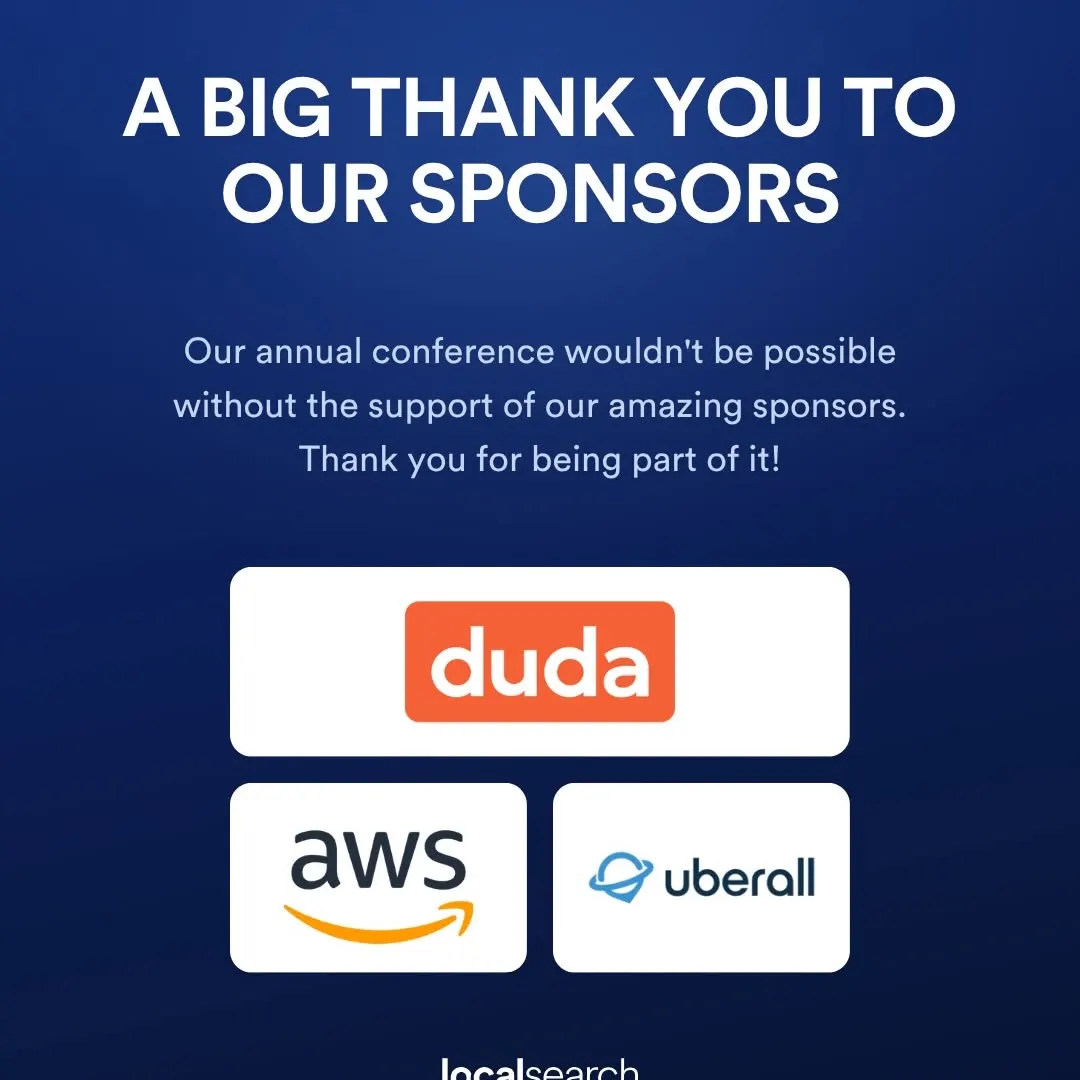 A huge thank you to our incredible sponsors for supporting this year’s annual conference. 💙 We’re grateful to have the support of Duda, AWS and Uberall, who each play an important role in helping businesses build, grow and connect with their customers. We’re proud to work…